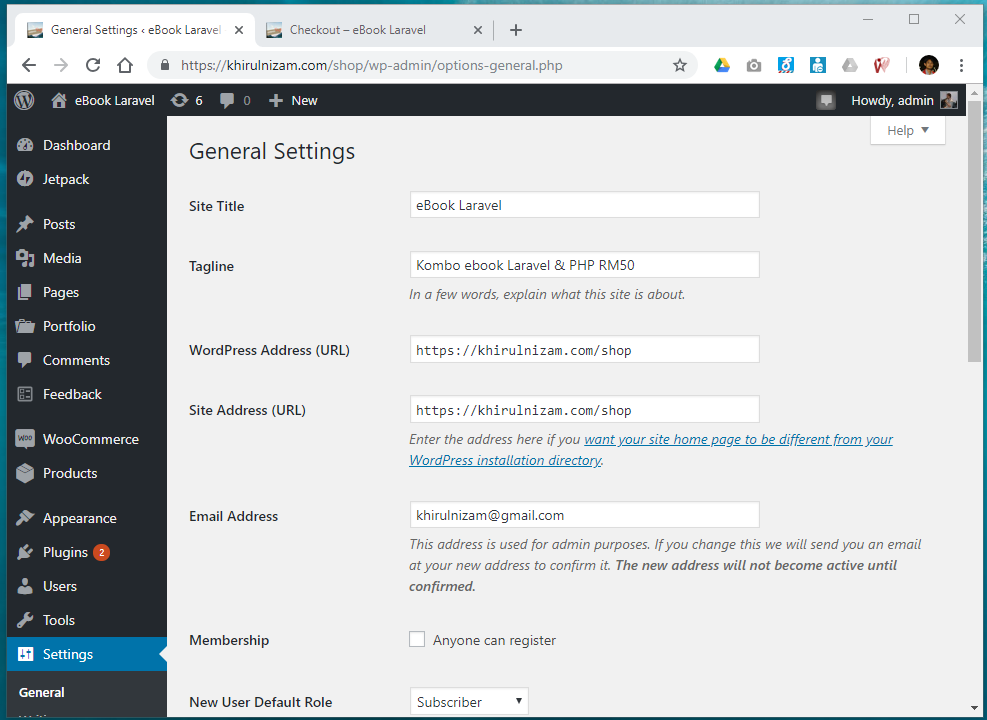 General WordPress settings