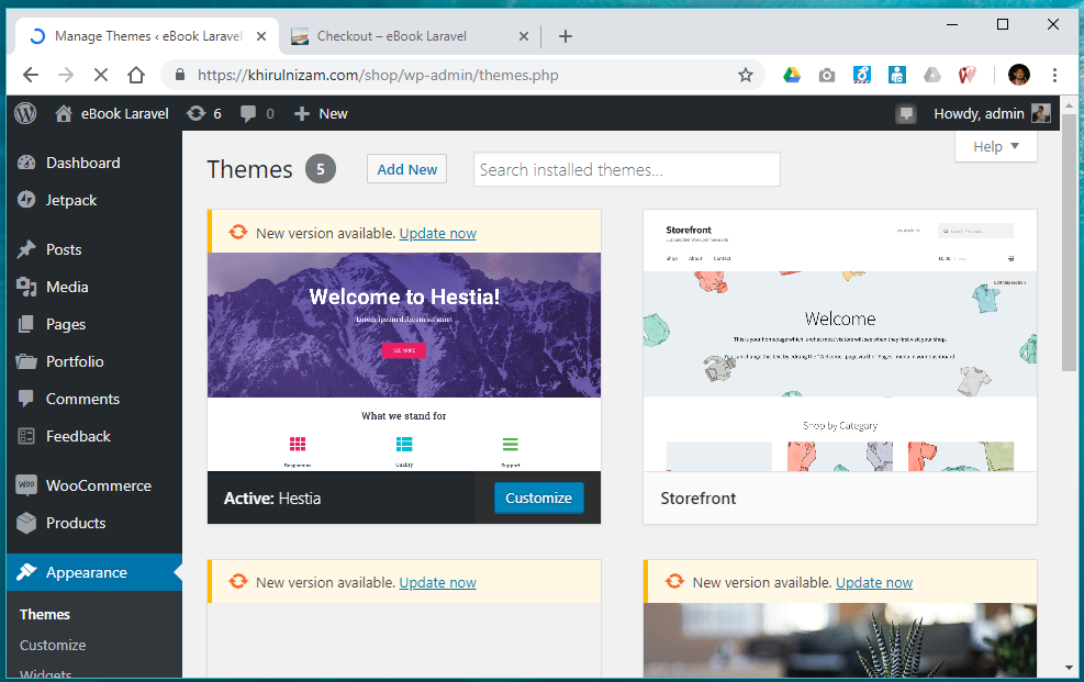 Wordpress themes settings