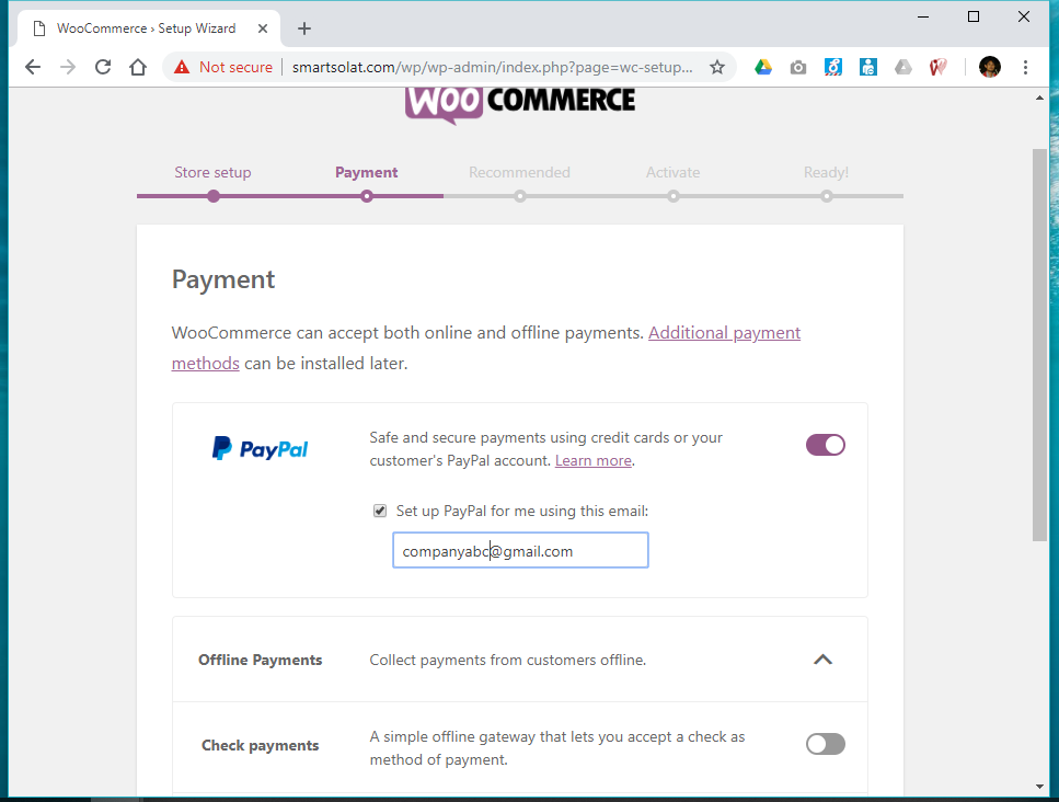 Woocommerce paypal account