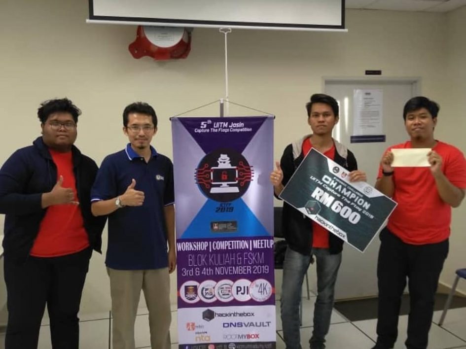 UITM CTF & Forensic Challenge 2019 Champion Cloud9 members and mentor